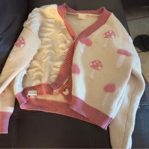 Pink and Cream Mushroom Cardigan
